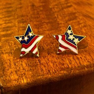 Star-Shaped Patriotic Post Earrings